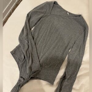 Long sleeve asymmetrical neck bodysuit